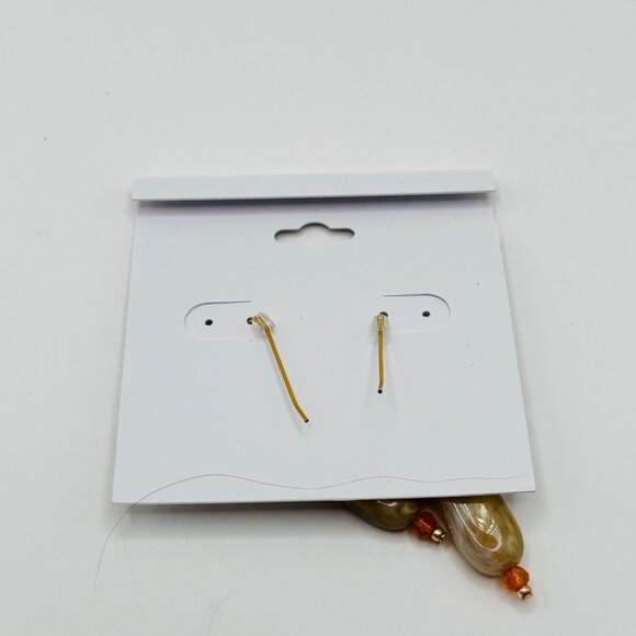 Sonoma Goods for Life Gold Tone Orange Bead Dangle Earrings Lightweight NWT - Picture 4 of 4